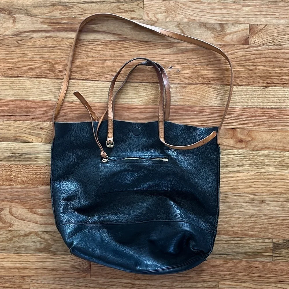 LINEA PELLE HUNTER TOTE black with camel